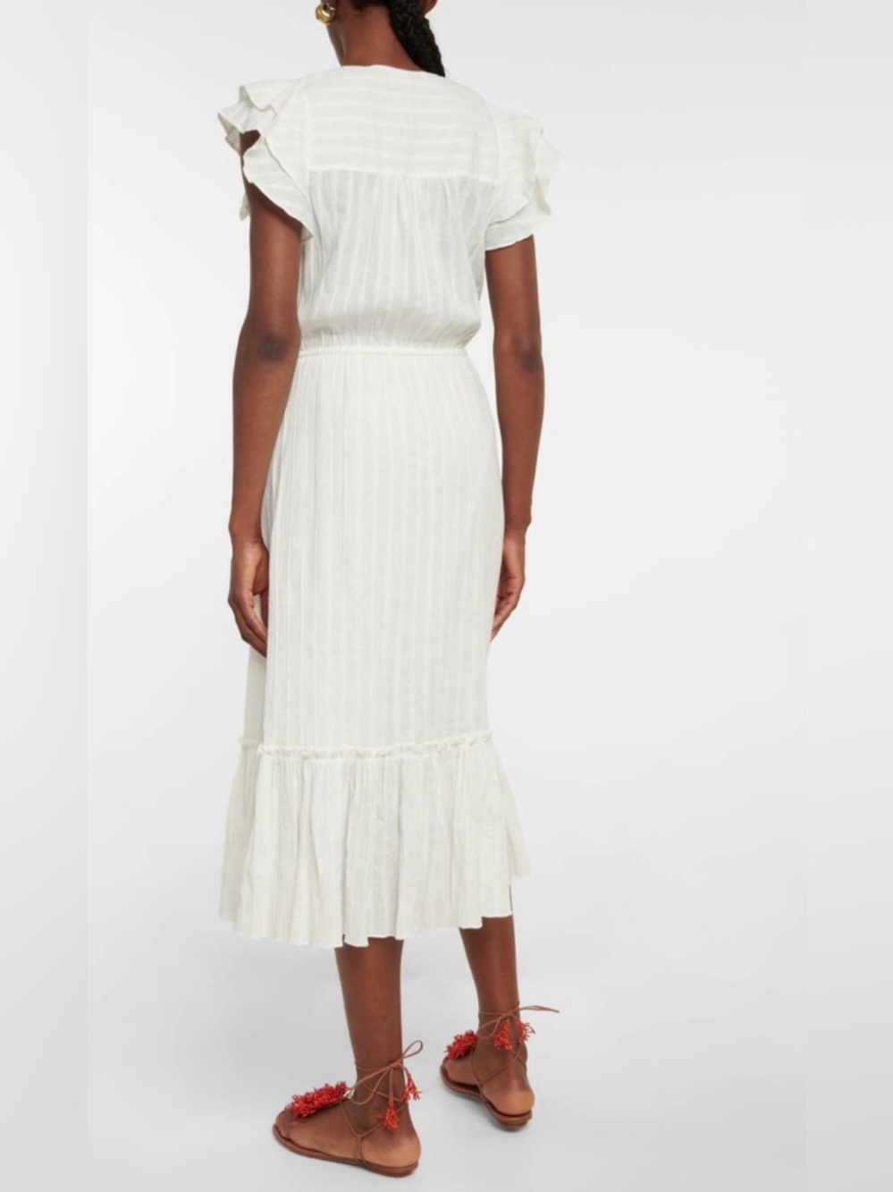 EUC Veronica Beard Tinzia Glitter Striped White Midi Dress - Picture 3 of 7